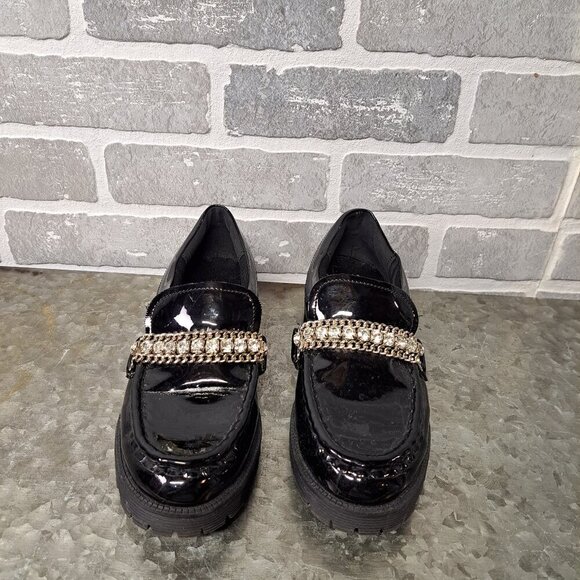 Steve Madden Womens Black Patent Loafers Shoes 4 Medium (B,M) Big‎ Kid - Picture 1 of 10